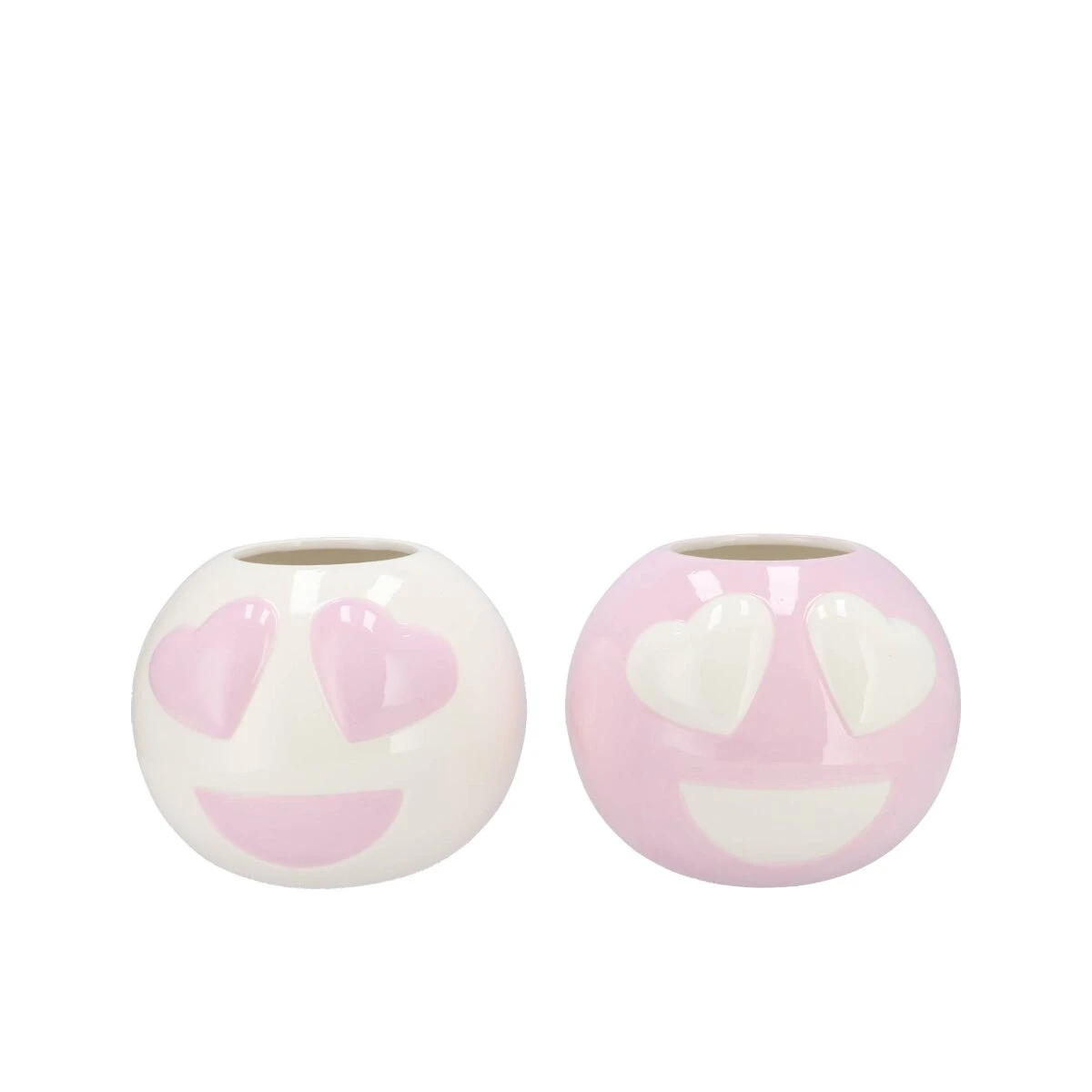 Bloempot Smiley Face Lila/wit - H 12 X D 15 Cm 3 Bloempot Smiley Face Lila/wit - H 12 X D 15 Cm