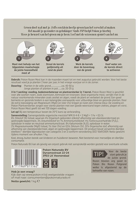 Pokon Rozen Mest 1kg 4 Pokon Rozen Mest 1kg - Afbeelding 2