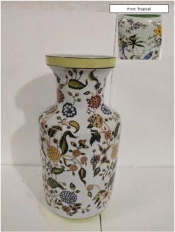 Porseleinen Vaas Tropical - D 18 X H 37 Cm