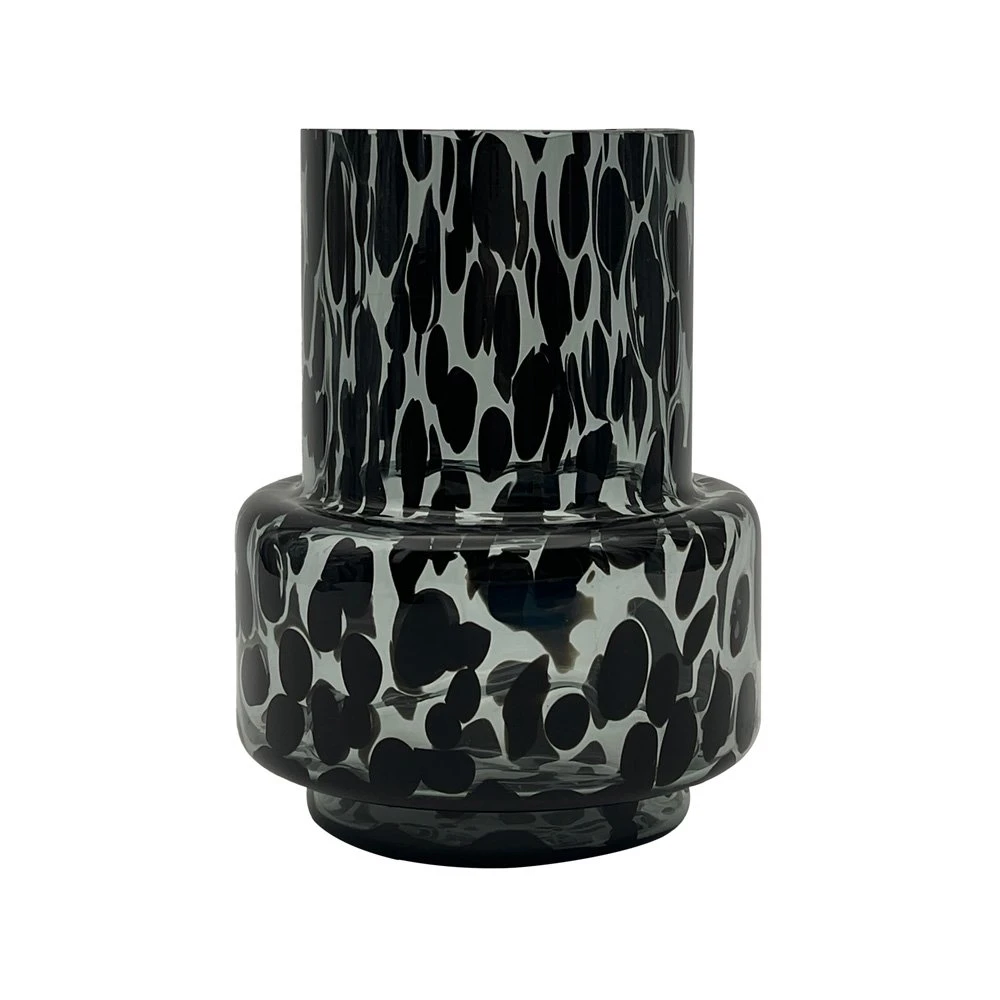 Vaas Glas Black Cheetah - Ø 12 X H 16 Cm 3 Vaas Glas Black Cheetah - Ø 12 X H 16 Cm