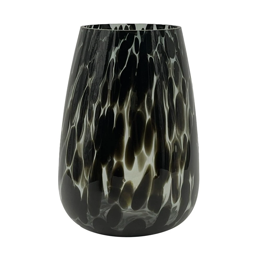 Vaas Glas Black Cheetah - Ø 14 X H 21,5 Cm 3 Vaas Glas Black Cheetah - Ø 14 X H 21,5 Cm