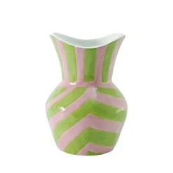 Vaas Striped Pink/green - D 16 X H 22 Cm